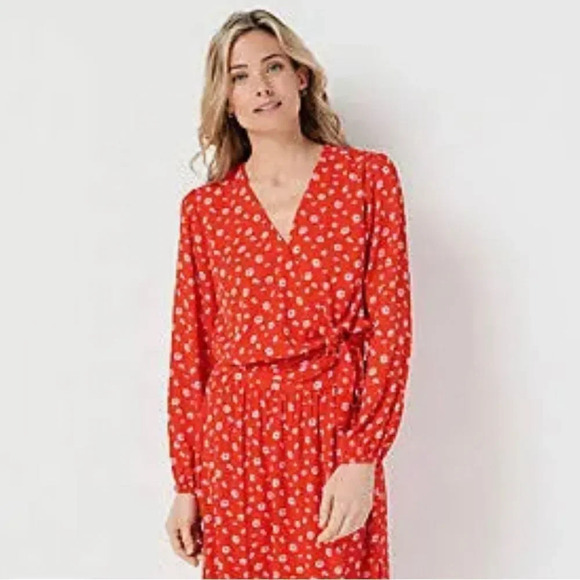 NWOT J Jason Wu Floral Print Long Sleeve Wrap Blouse Wrap Top - Picture 1 of 9